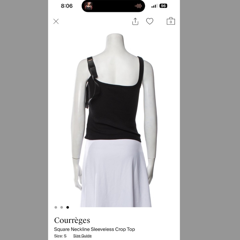 Courreges Leather Strap Tank Top Size S - Picture 3 of 10